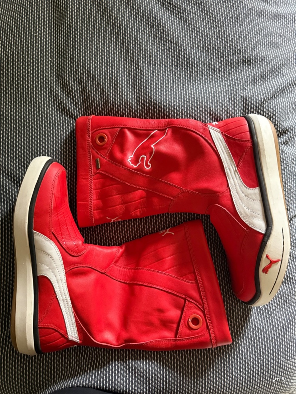 Puma Red Sailing Boots with White Accents Y2K Sz 11 Men’s